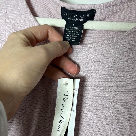 Grace Elements NWT Viscose Blend Super Soft Textured Knit Top Sz L Lavender - Picture 4 of 7